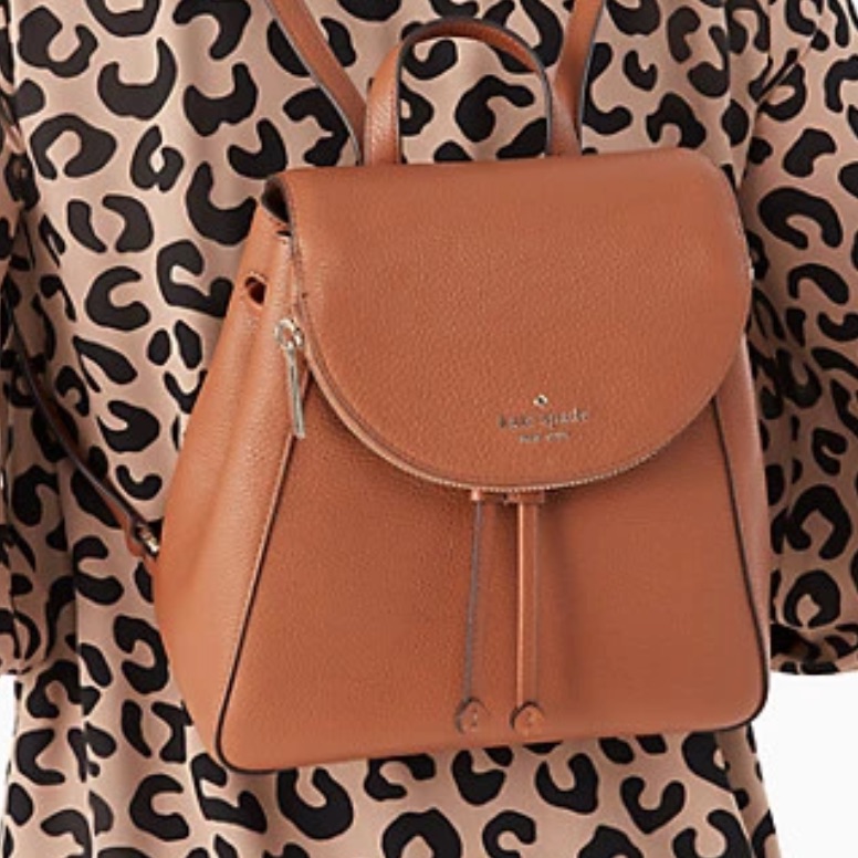 Kate Spade New York Leila Leather Medium Flap Backpack Shoulder Bag Purse